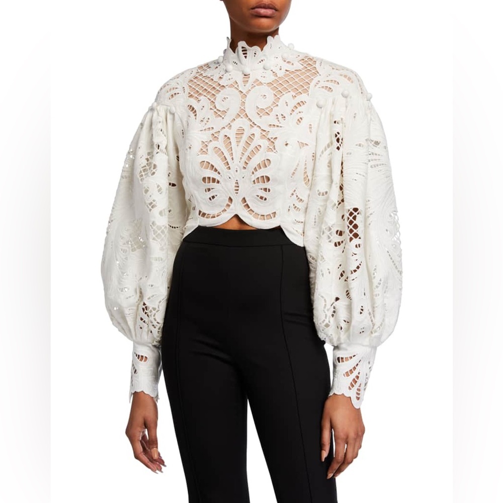 Zimmermann Wavelength Embroidered Cropped Top Size Zimmermann 1